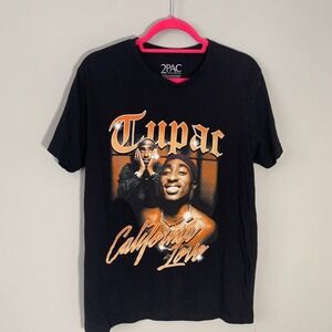 Tupac California Love Graphic T-Shirt Black Size Small